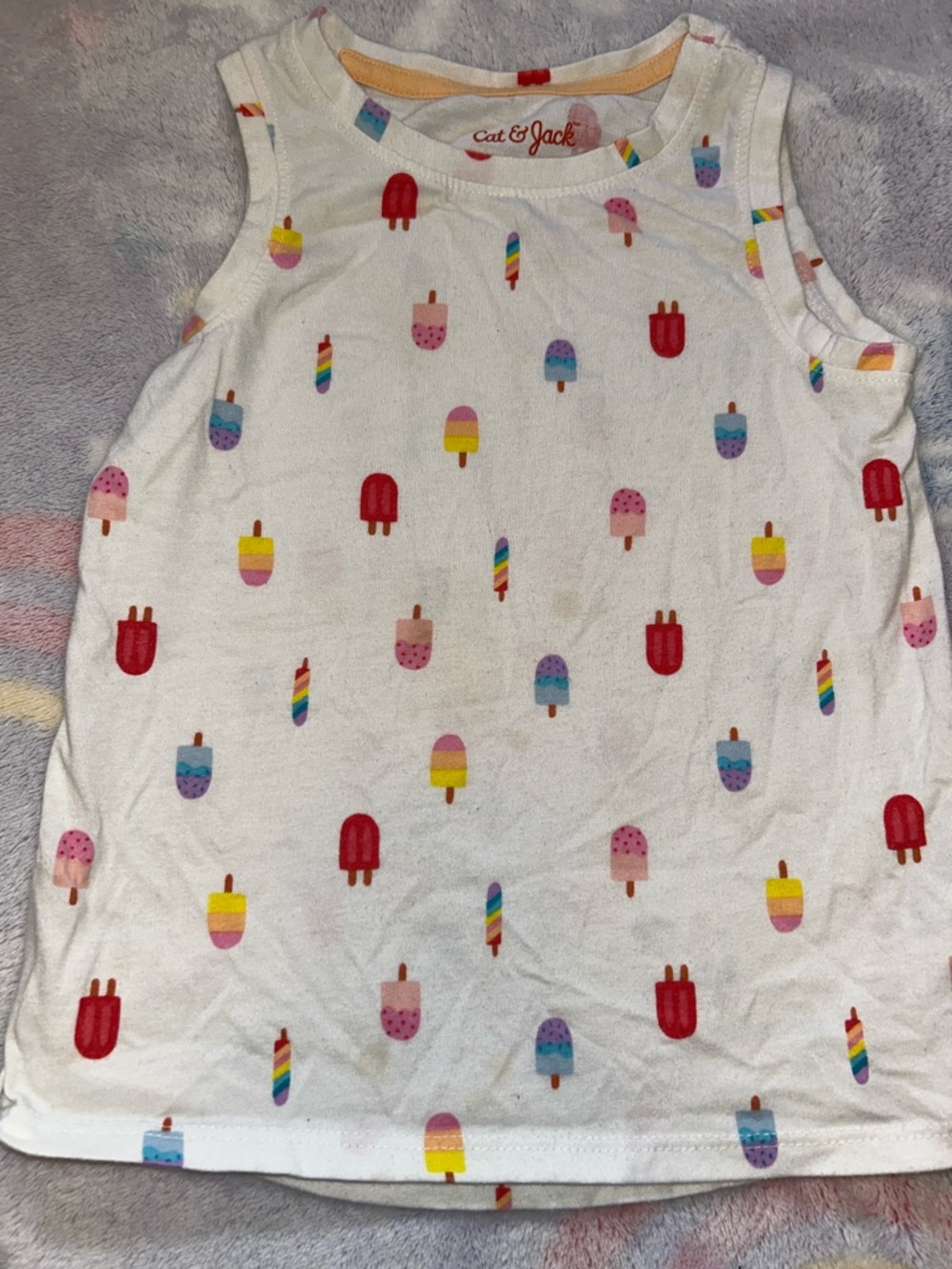 Cat & Jack White Tank Top with Colorful Popsicle Print